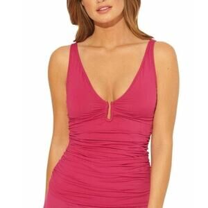 NWOT! Bleu Rod Beattie All About U-Wire Ruched Tankini Swim Top - Size 8